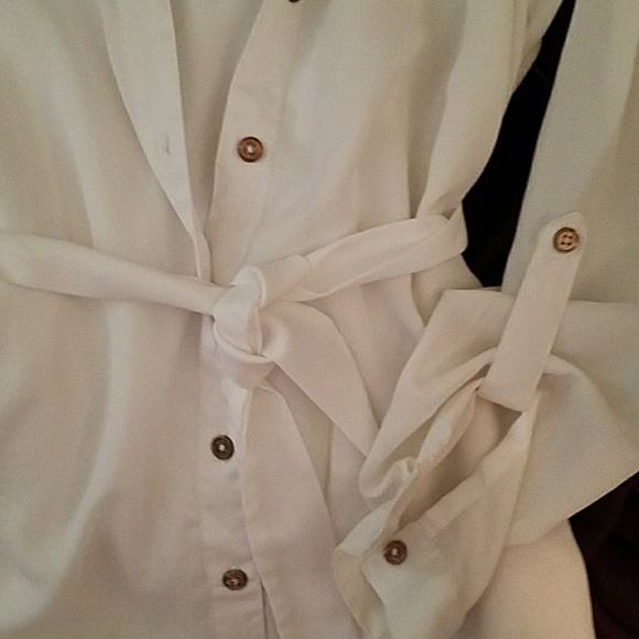 Shear button up dress with tie waste - Picture 3 of 4